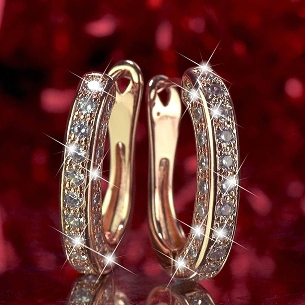 Creative Rhinestone Hoop Earrings - Picture 4 of 9
